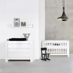 Kidsmill Alaska Babykamer Wit Hoogglans | Bed 60 X 120 Cm + Commode -Beste Babyserie Winkel 2 3 0519