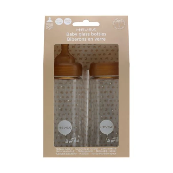 Hevea Medium Flow Kit Glazen Fles 250 ml 2 Stuks Hevea Medium Flow Kit Glazen Fles 250 Ml 2 Stuks -Beste Babyserie Winkel HEVEA 250 ml wide neck baby glass bottle 5710087439918 packaging web ready imag 1a07