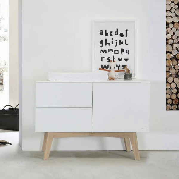 Kidsmill Sixties Commode Wit Mat / Naturel Kidsmill Sixties Commode Wit Mat / Naturel -Beste Babyserie Winkel