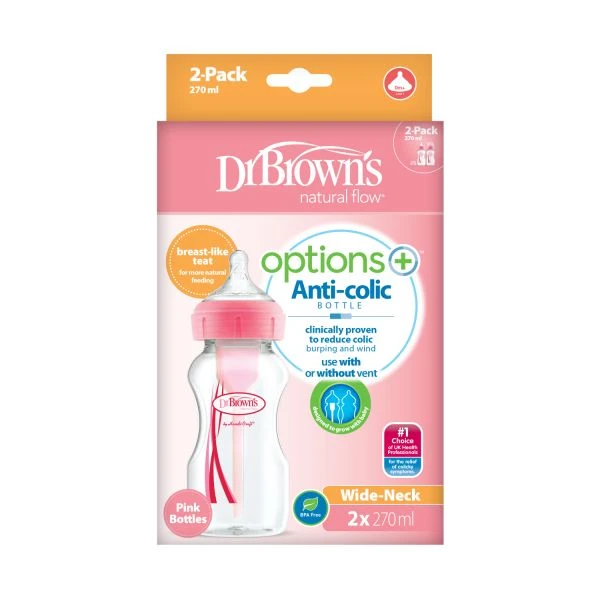 Dr. Brown's Options+ Anti-colic Brede Halsfles Duopack Roze 270 Ml -Beste Babyserie Winkel dr. brown s options brede halsfles duopack roze 270 ml 1 b5c0