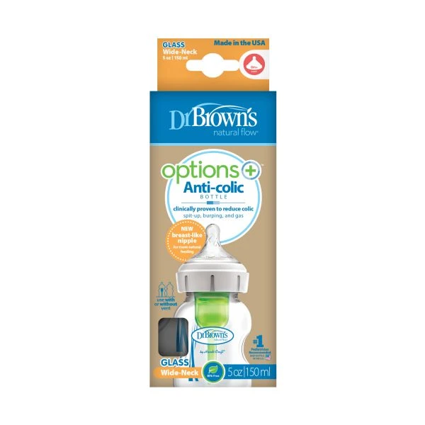 Dr. Brown's Options+ Anti-colic Brede Halsfles Glas 150 Ml -Beste Babyserie Winkel dr. brown s options brede halsfles glas 150 ml 1 84c3