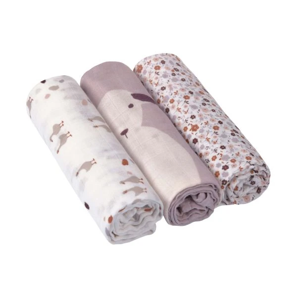 Laessig Tiny Farmer Explorer Flowers Swaddle 3 Stuks Laessig Tiny Farmer Explorer Flowers Swaddle 3 Stuks -Beste Babyserie Winkel